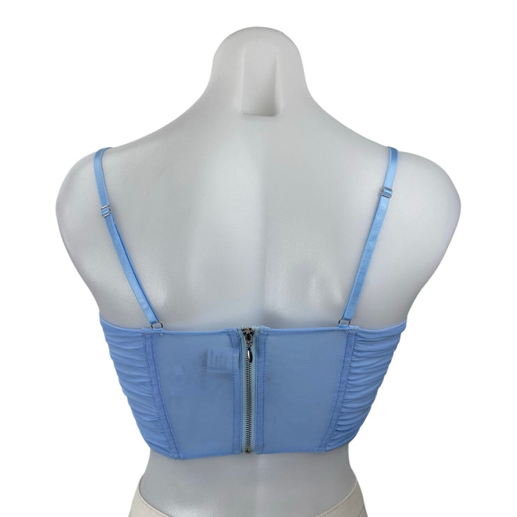 NEW Zesica Blue Sleeveless Ruched Bustier Corset Longline Cami Crop Top Size XS