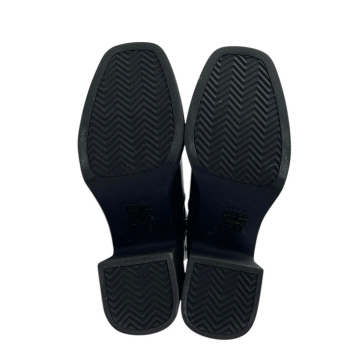 Aldo Upstep Black Patent Leather Almond Toe Block Heel Platform Ankle Boots 10