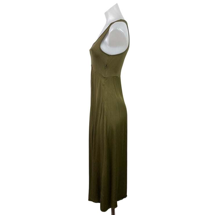 Anthropologie Olive Green Sleeveless Scoop Neck Tank Fit & Flare Midi Dress XS