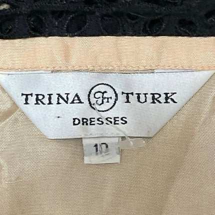 Trina Turk Black Lace Floral Sleeveless Eyelet Camisole Fit & Flare Dress Sz 10