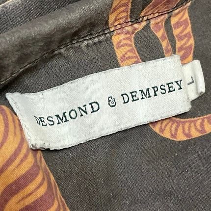 Desmond & Dempsey Mens Multicolor Tiger Graphic Short Sleeve Button Down Shirt L
