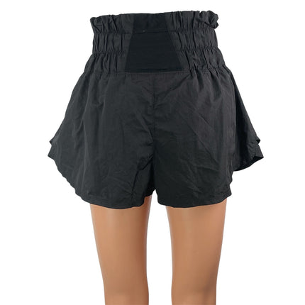 FP Movements Women's Gray Black Two Tone Smocked Elastic Waist Athletic Shorts S