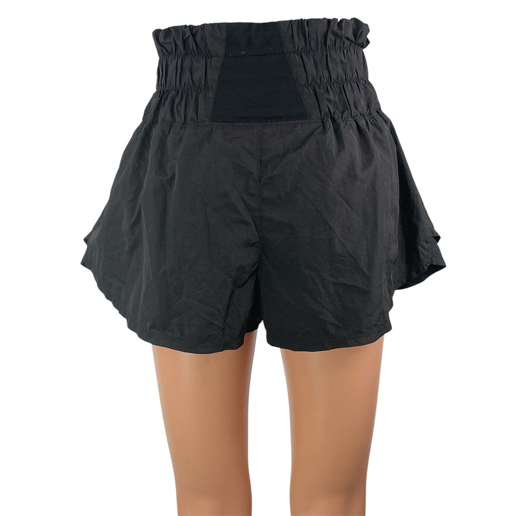FP Movements Women's Gray Black Two Tone Smocked Elastic Waist Athletic Shorts S