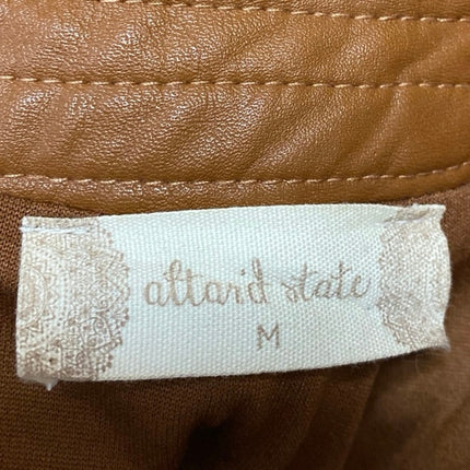 Altar'd State Women's Brown Faux Vegan Leather Asymmetric Mini A-Line Skirt Sz M