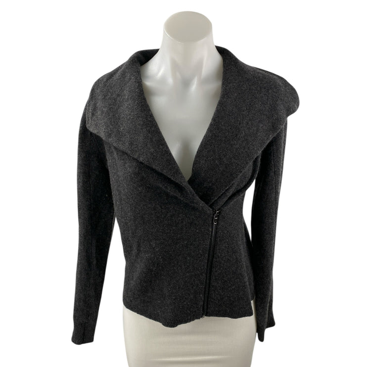 C by Bloomingdale Black Cashmere Long Sleeve Collar Zip Up Sweater Jacket Size S