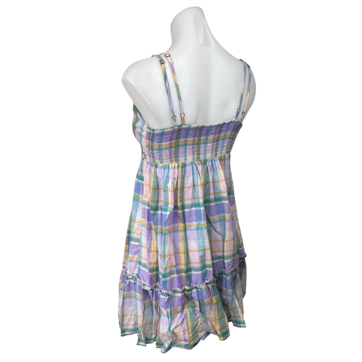 Wild Fable Purple Multicolor Plaid Triangle Cup Breezy A Line Mini Dress Size XS