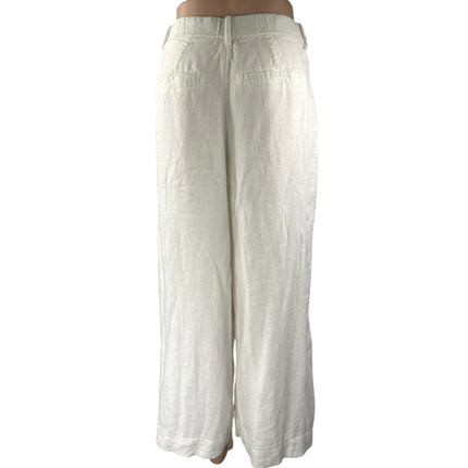 Abercrombie & Fitch White Linen Wide Leg High Waist Palazzo Trousers Pants Sz 30
