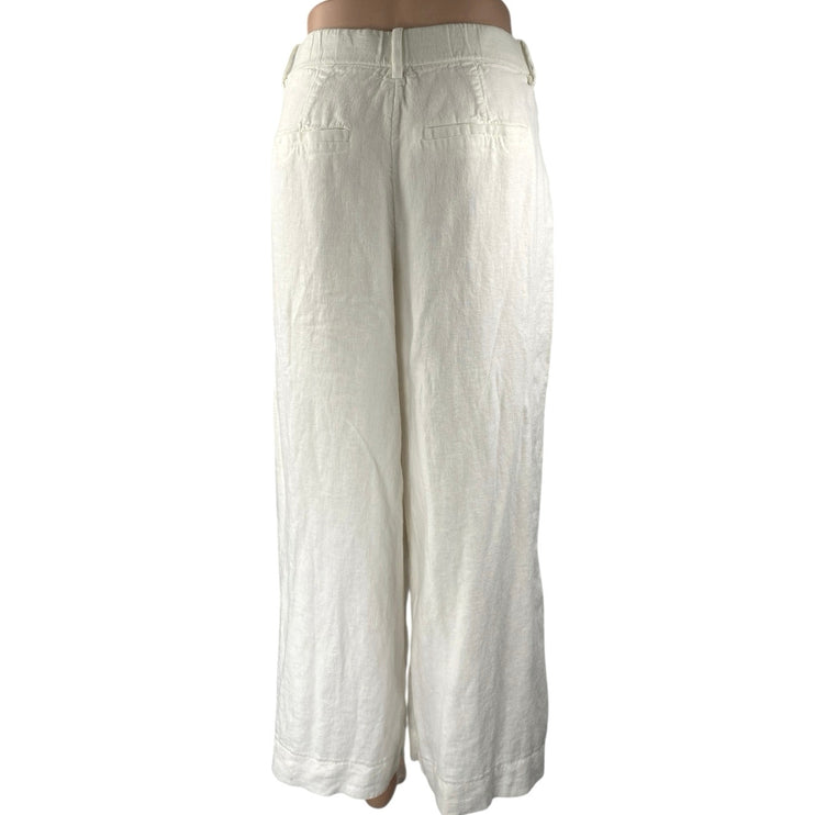 Abercrombie & Fitch White Linen Wide Leg High Waist Palazzo Trousers Pants Sz 30