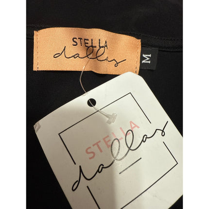 NEW Stella Dallas Black Long Bell Sleeve Open Cutout Slim Crop Blouse Top Size M