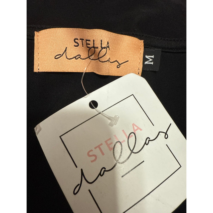 NEW Stella Dallas Black Long Bell Sleeve Open Cutout Slim Crop Blouse Top Size M