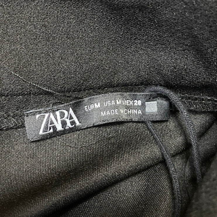 Zara Women's Black Turtleneck Long Sleeve Ruched T Shirt Bodysuit Top Size M