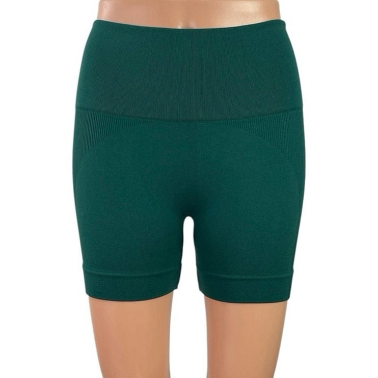 SET Active SculptFlex Green Skinny Yoga Gym Athletic Activewear Biker Shorts S