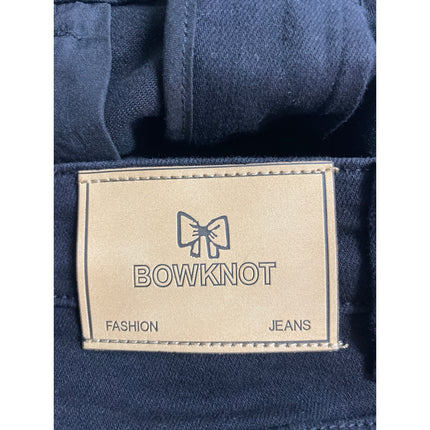 NEW Bowknot Women's Black High Rise Slit Flared Bootcut Denim Jeans Size XL