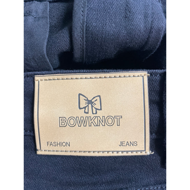 NEW Bowknot Women's Black High Rise Slit Flared Bootcut Denim Jeans Size XL