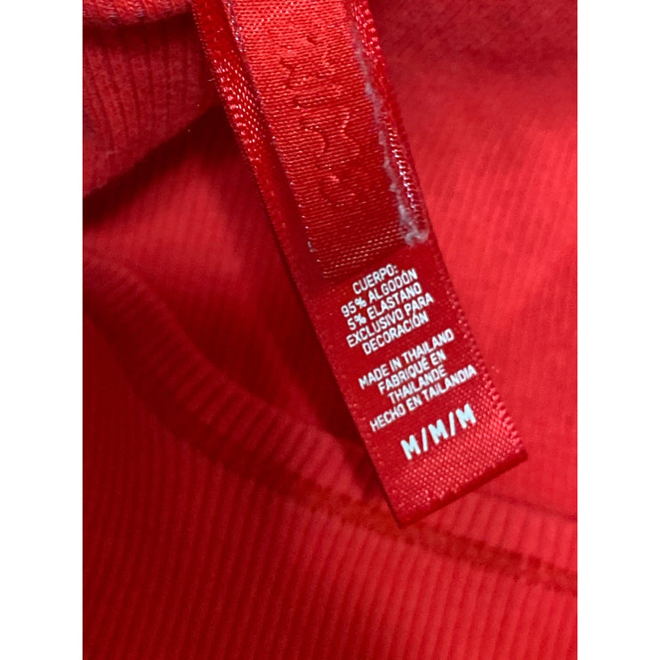 Skims Women's Red Ribbed Knit Sleeveless Cami Lounge Cropped Tank Top Size M
