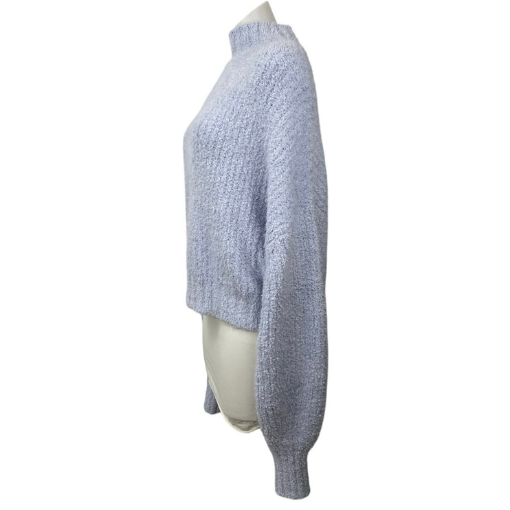 NA-KD Women's Blue Boucle Rib Knit Turtleneck Long Sleeve Sweater Top Size M