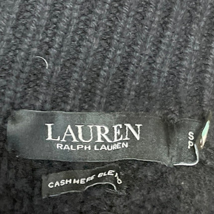 Ralph Lauren Black Cashmere 1/4 Zip Long Sleeves Cable Knit Sweater Top Size SP