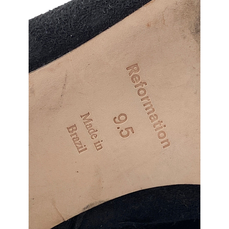 Reformation Raven Women's Black Suede Pointed Toe Zip Up Over the Knee Boots 9.5