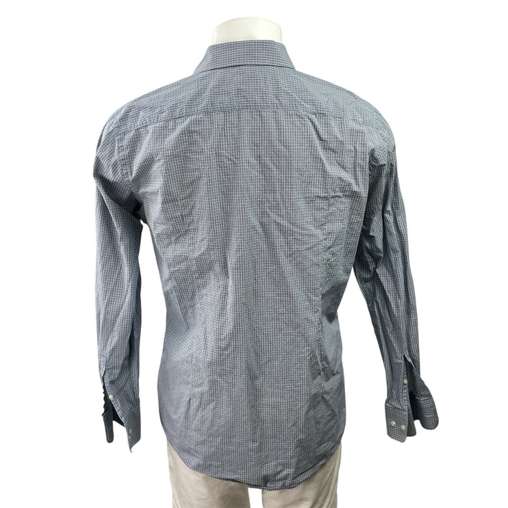 Hugo by Hugo Boss Men Black Plaid Sharp Fit Long Sleeve Button Up Dress Shirt 16