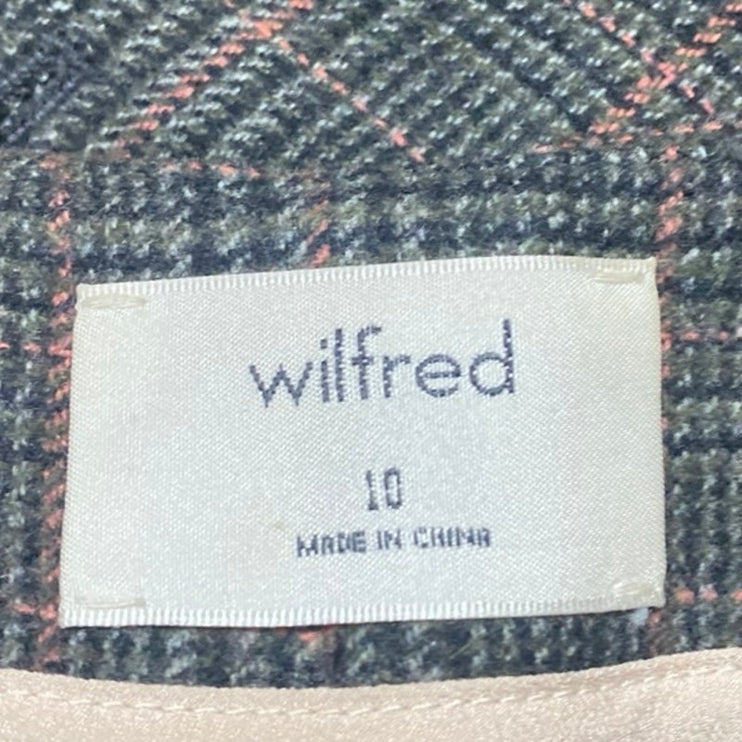 Aritzia Wilfred Chambery Gray Plaid Pleated High Rise Cropped Trousers Pants 10