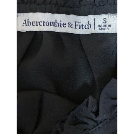 Abercrombie & Fitch Black Ruffle Tie Flutter Sleeve Mock Neck Blouse Top Size S
