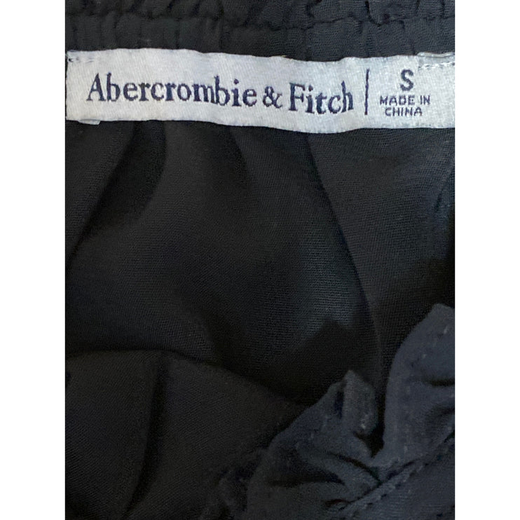 Abercrombie & Fitch Black Ruffle Tie Flutter Sleeve Mock Neck Blouse Top Size S