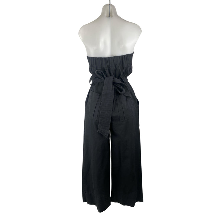 Hot & Delicious Black Strapless Tube Bandeau Belter Wide Leg Jumpsuit Romper M