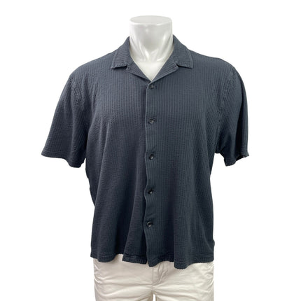 Rag & Bone Men's Blue Textured Short Sleeve Collared Button Down Shirt Top Sz L