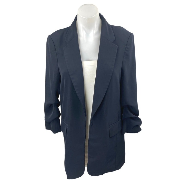 H&M Women's Black Long Sleeve Notch Lapel Career Open Blazer Coat Jacket Size S