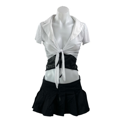 NEW Trickz N' Treatz White Black Short Sleeves Crop Top & Mini Skirt Sets Size S