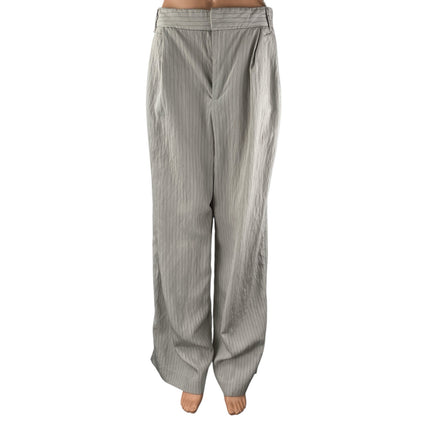 ZARA Women's Beige Stripes Pleated High Rise Wide Leg Trouser Dress Pants Size S