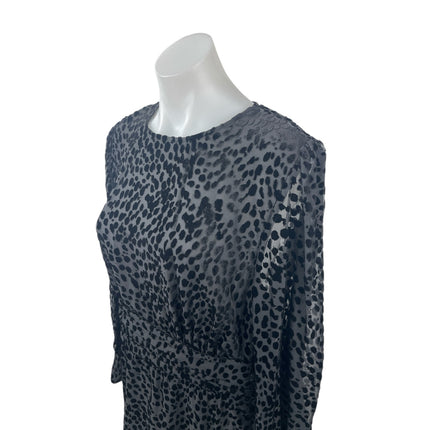 & Other Stories Womens Black Sheer Leopard Print Long Sleeve Mini A-Line Dress 8