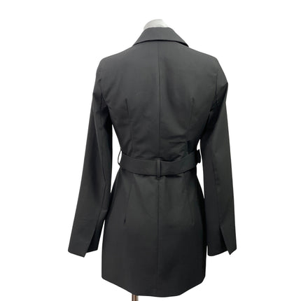 Zara Women's Black Long Sleeve Belted Notch Lapel Blazer Coat Mini Dress Size XS