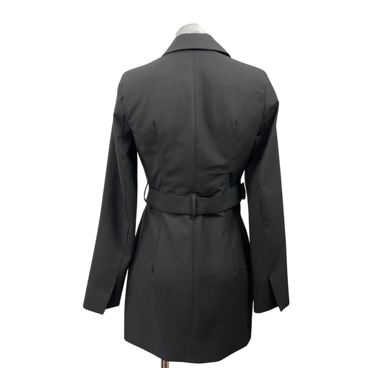 Zara Women's Black Long Sleeve Belted Notch Lapel Blazer Coat Mini Dress Size XS