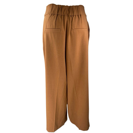 7th Avenue Women's Brown Pleated High Waisted Wide Leg Trousers Dress Pants Sz L