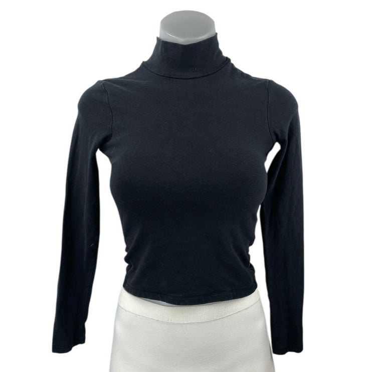 Abercrombie & Fitch Women's Black Soft Long Sleeve Turtleneck Crop Top Size XXS