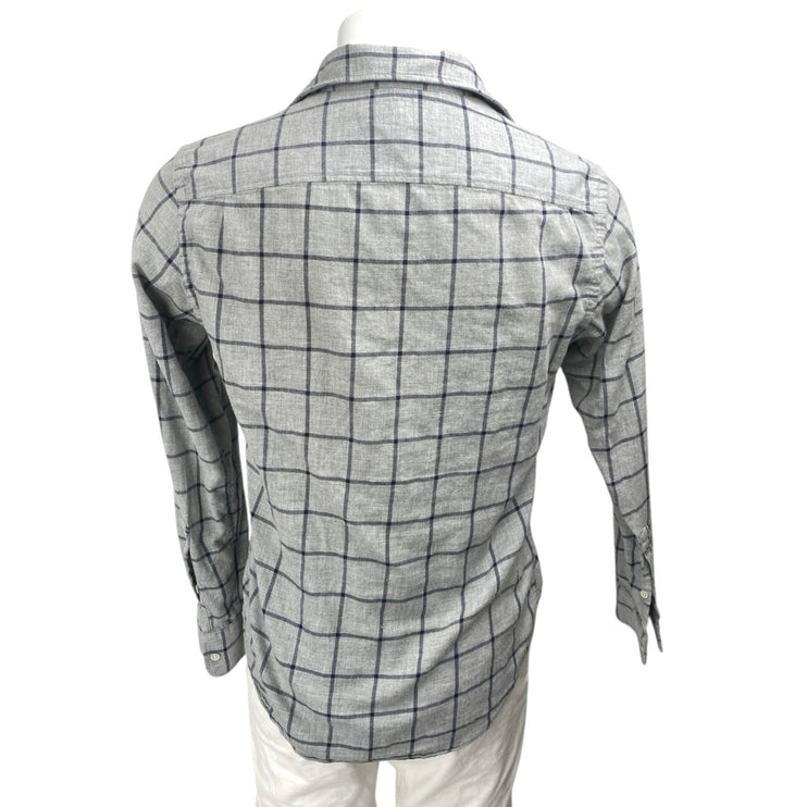 Faherty Mens Gray Plaid Checkered Flannel Long Sleeve Button Down Shirt Top XS