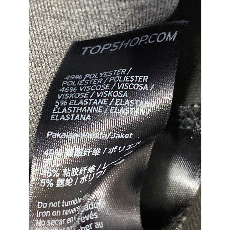 Topshop Women's Gray V-neck Zip Up Long Sleeve Peplum Coat Jacket Top Size M