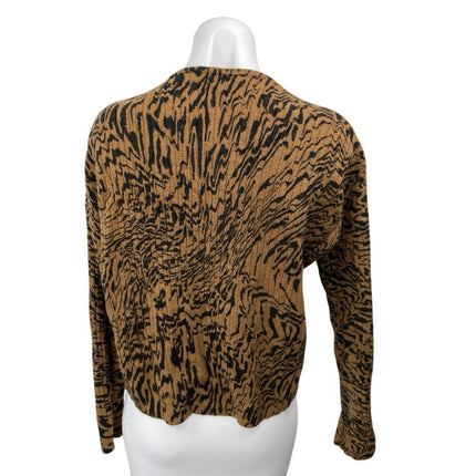 Madewell Cameron Brown Animal Print Wool Alpaca Rib Knit Cardigan Sweater Top XS