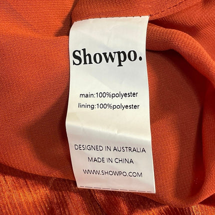 NEW Showpo Emmalyn Burnt Orange Strappy Halter Fit & Flare Maxi Dress Size 4