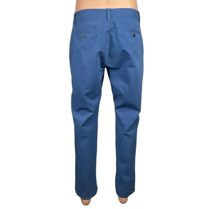 Bonobos Men's Blue Mid Rise Slim Tapered Ankle Chino Trousers Pants Size 33x32