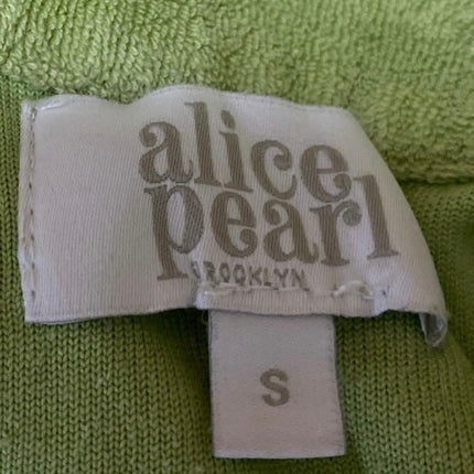 Alice Pearl Weekend Green Terry Button Down Shirt Top & Mini Shorts 2Pc Set S