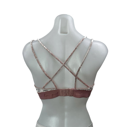 Pink Victoria's Secret Love Pink Velvet Velour Strappy Cross Triangle Bra Size M