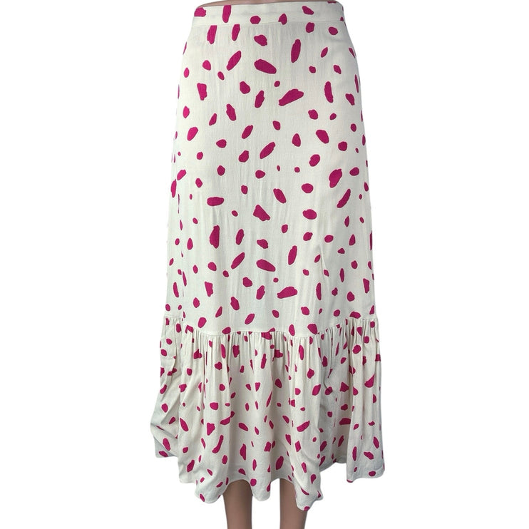 Aritzia Wilfred Women's White Pink Printed Straight A-Line Midi Maxi Skirt Sz 0