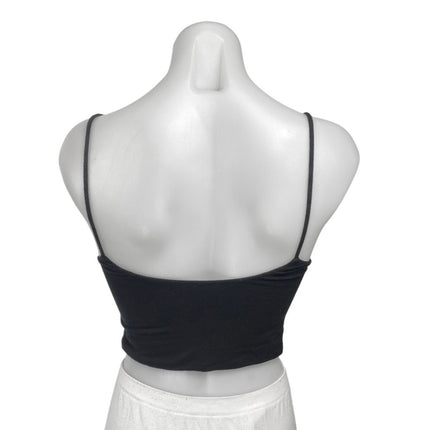 Aritzia Wilfred Black Sleeveless Cami Camisole Twist Front Crop Tank Top Size S