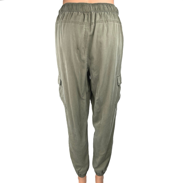 Rachel Roy Women's Olive Green Elastic Waist Cargo Jogger Trousers Pants Size S