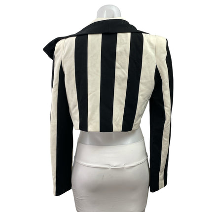 NEW Fashion Nova Playing Mind Game Black Striped Cropped Open Blazer Size S