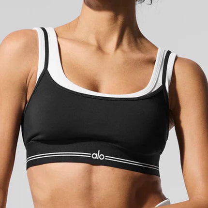 Alo Yoga Airbrush Better Together Women's Black Athletic Activewear Sports Bra S