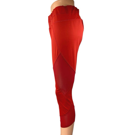 Athleta Aura Sonar Red Mid Rise Skinny Activewear Crop Tight Leggings Pants Sz L