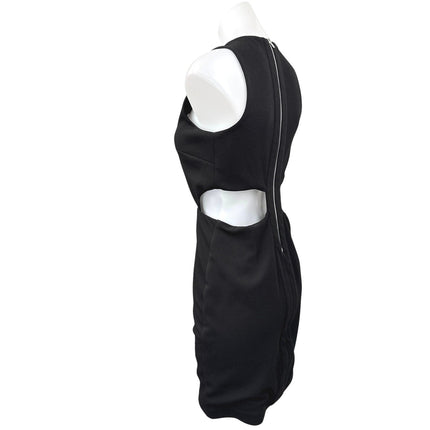 Aqua Women's Black Sleeveless Cutouts Zipper Mini Pencil Sheath Dress Size M